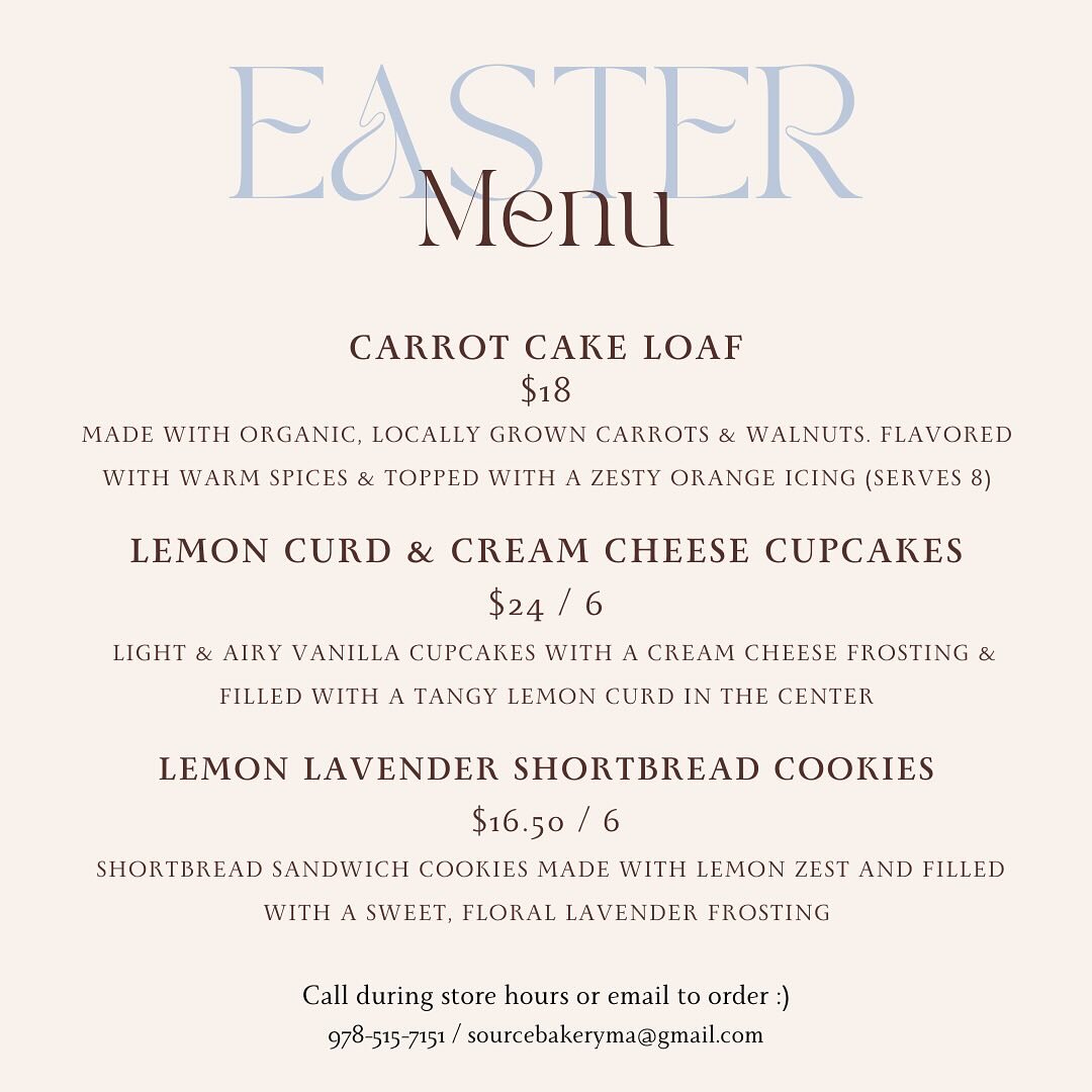 Easter menu fun! Orders will be open until Friday 3/29 🐣 ☀️