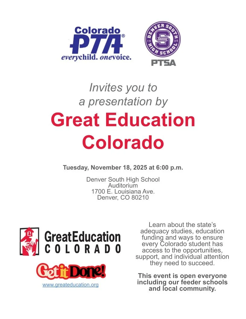 ๐โจ Join us for an inspiring evening focused on the future of education in Colorado!
๐ Great Education Colorado is coming to Denver South High School to share insights on how we can ensure every student has access to the opportunities, support, and