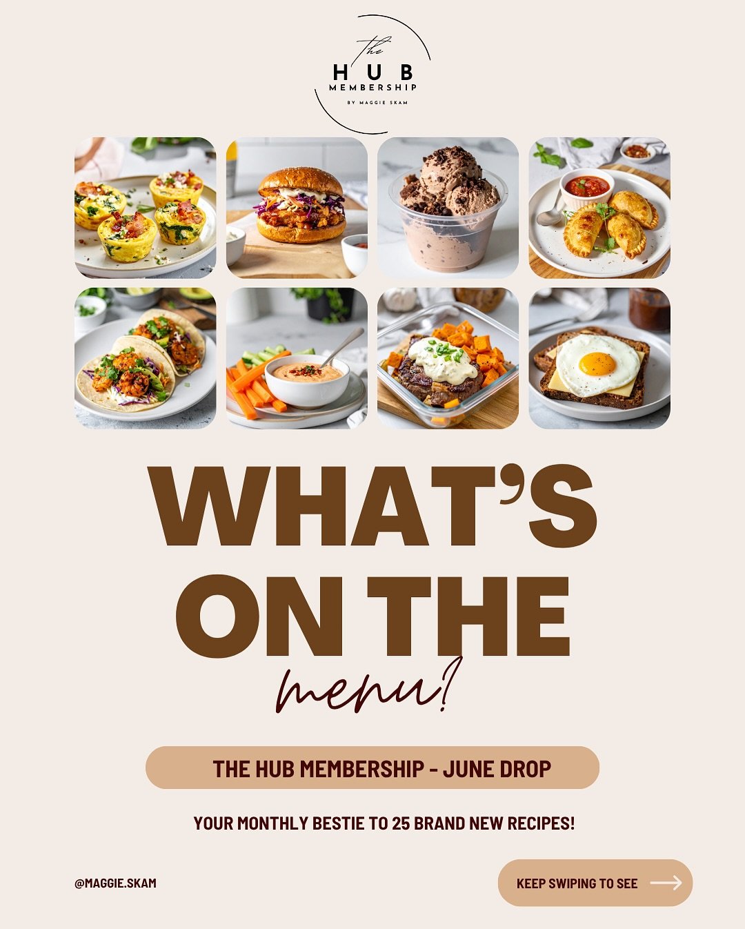 Problem - &ldquo;I don&rsquo;t know what to cook&rdquo; 

Solution - The Hub Membership

Every month, you will receive 25 brand new recipe, access to over a hundred ready to go meal plans and a brand new expert led resource. All this for just 66c a d