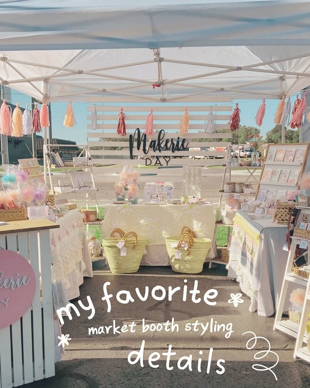I thought it would be fun to share a few ideas for accessories that can make a market booth feel extra inviting! 🌼 I love adding little touches that brings the whole theme together and creates an inviting space! Here are a few of my favorite details
