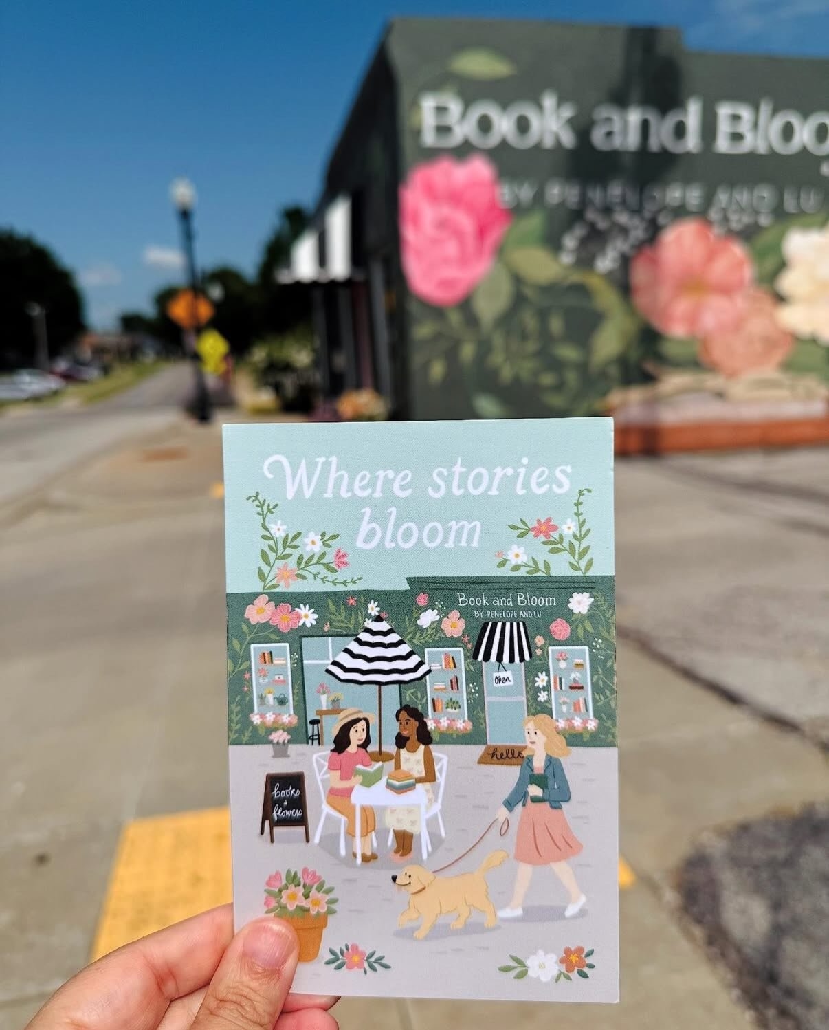 Spring is loading&hellip; 🌷🐝🌻📚

This is one of my all time favorite illustrations I did for our local @bookandbloomba I love how I snuck in Lucy and she will forever live on in this postcard design! 😊🐶🪽 

Spring is on the way&hellip; hooray! W