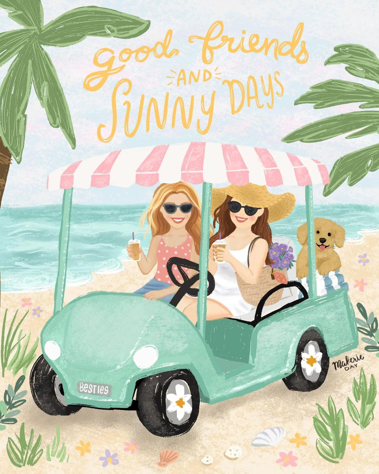 Name a vacation destination you&rsquo;d love to be at right now! ⛱️🏝️☀️ Spring is tricking us here with 90 degree weather.. so much that I can almost smell the suntan lotion! Looking forward to beach days and more sunny skies to come! 

Beachy illus