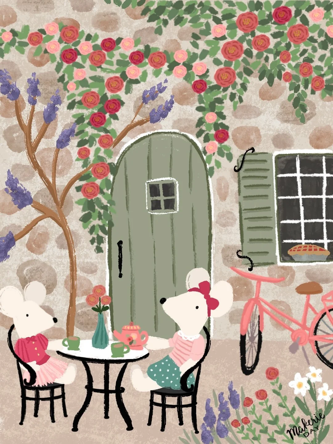 For the Drawfull &ldquo;cottage door&rdquo; challenge I illustrated a tiny tea time scene inspired by our Cotswolds trip last summer! 🇬🇧🌸 Swipe to see the inspo photos I took! 

Every afternoon we stopped for tea and cake somewhere new or put the 