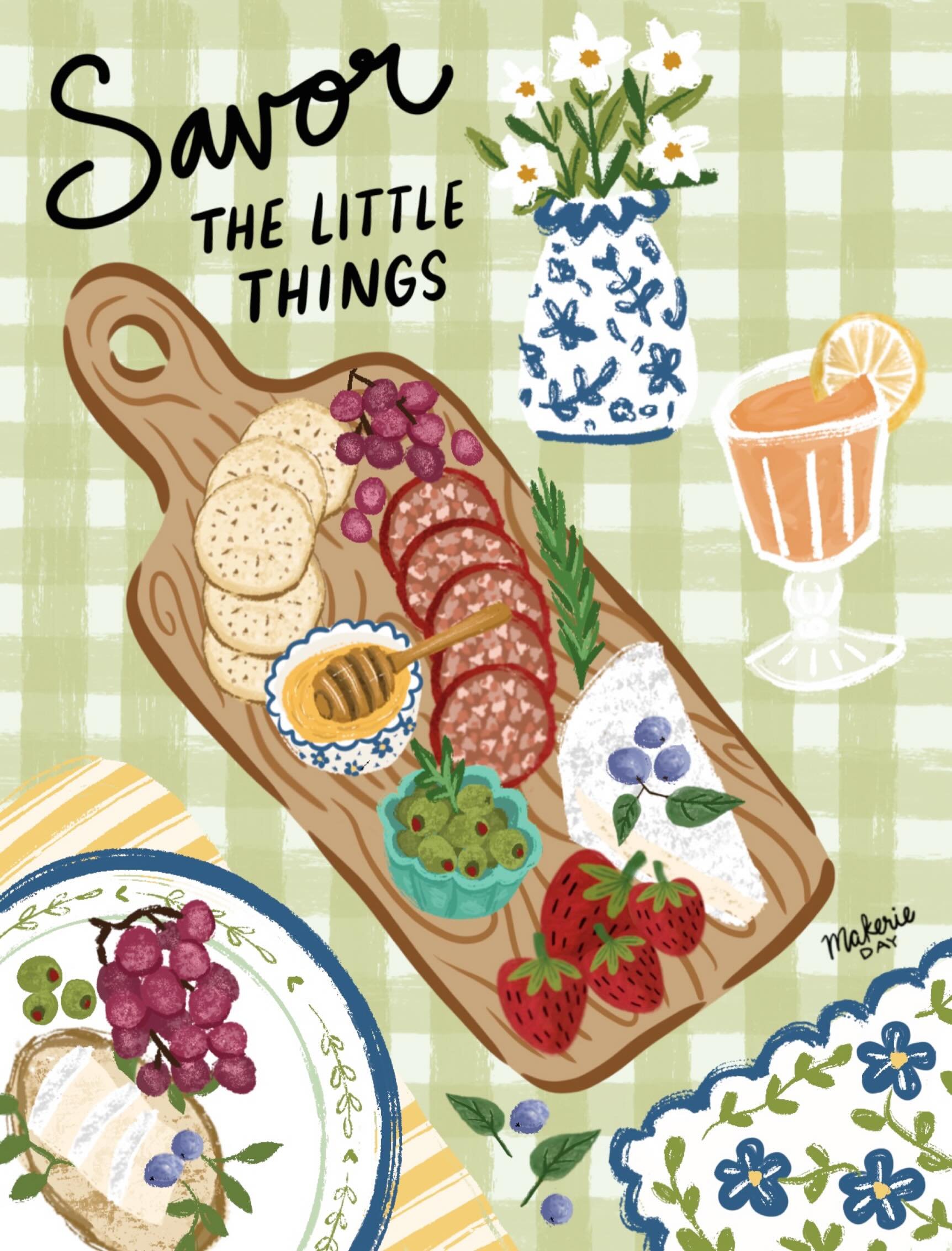 I can&rsquo;t illustrate charcuterie without wanting&hellip; charcuterie!😄 🧀 🍇🍓 Worked on on a foodie collection all evening and now I need a snack break! What would you grab first from this board? 

#theydrawandcook #charcuterieboard #foodillust
