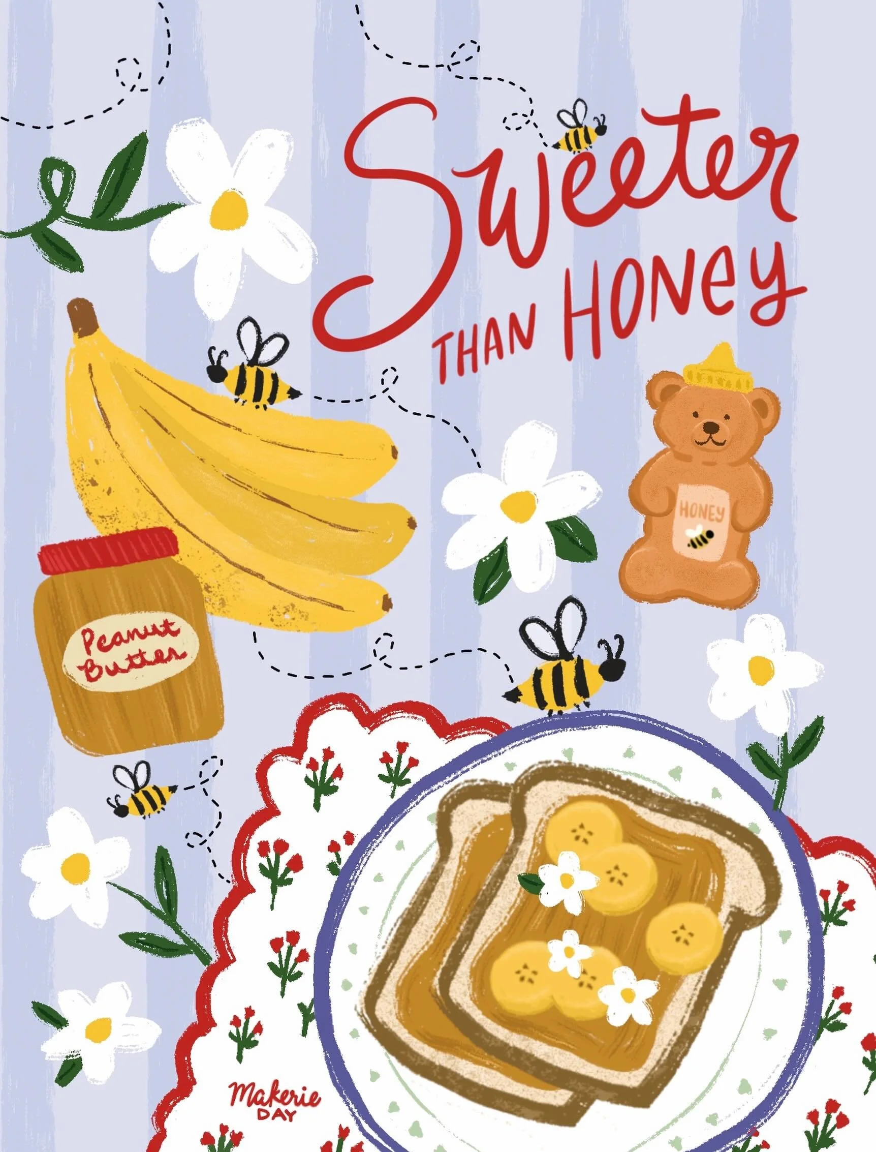 Happy World 🐝 Day! Honey on toast&hellip; yay or nay? 🍞 🍌 🍯 

#theydrawandcook #foodillustration #savethebees #worldbeeday