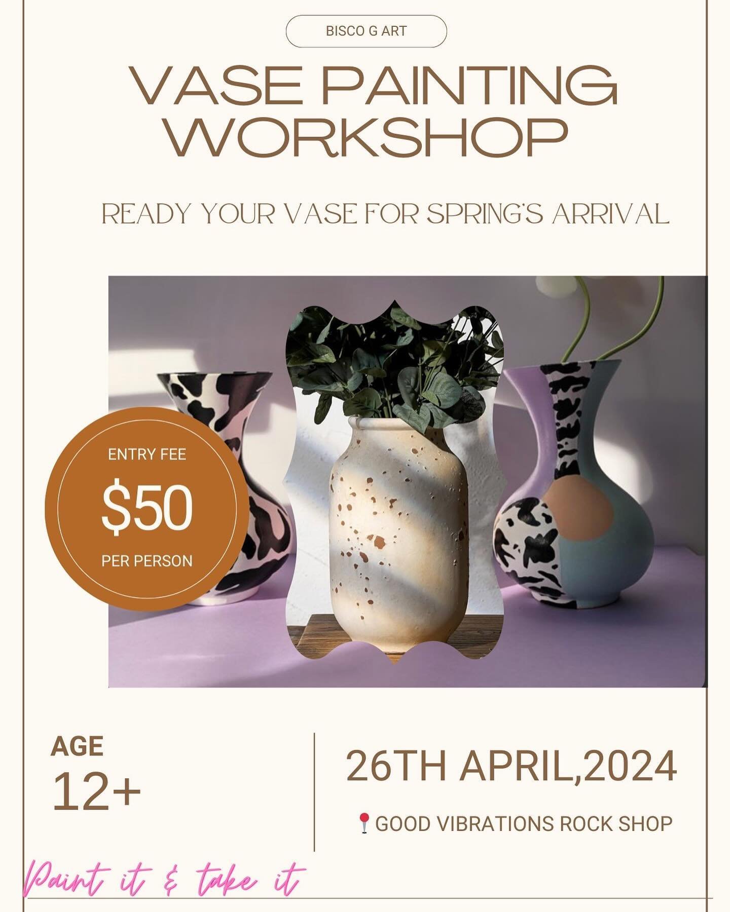 Is your space in need of a refresh this spring? Why not adorn it with a beautiful piece of art that you&rsquo;ve created yourself?!🎨

Join @biscog_art this Friday, April 26th for this fun interactive&nbsp;Vase Painting Workshop!🏺

Set in a serene, 