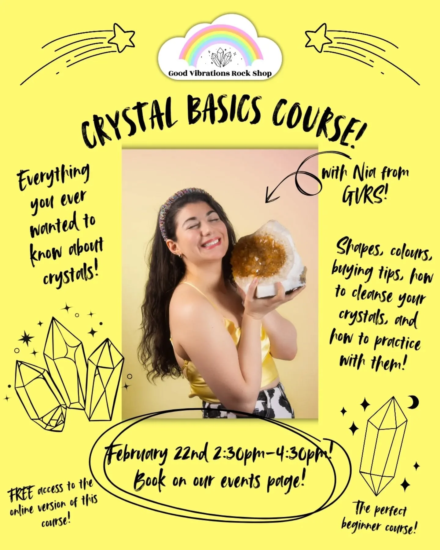 ✨BIG ANNOUNCEMENT✨
I&rsquo;m so excited to share that I&rsquo;m hosting my first public (AND IN PERSON) crystal class in TWO YEARS!!😭💎

🌈The Crystal Basics Course with Nia from GVRS✨
Sunday, February 22 &bull; 2:30pm-4:30pm @ the shop!

If you&rsq