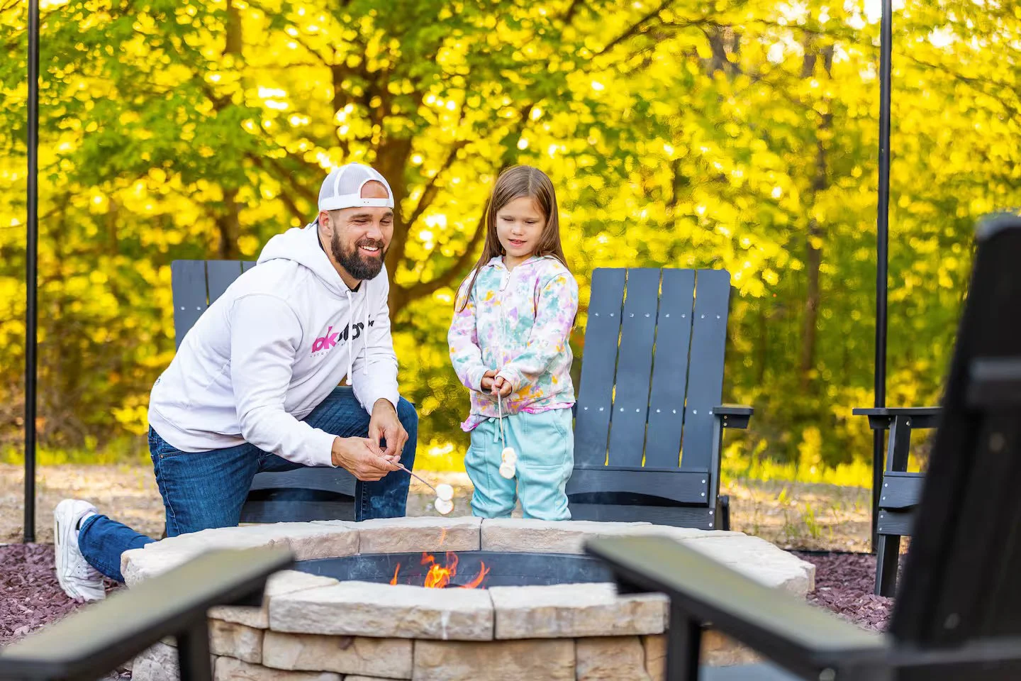 Imagine making lasting memories with family & friends around the stone fire pit. While the little ones are roasting marshmallows and making s’mores, the adults can share a bottle of wine under the stars, telling stories and laughing through the night