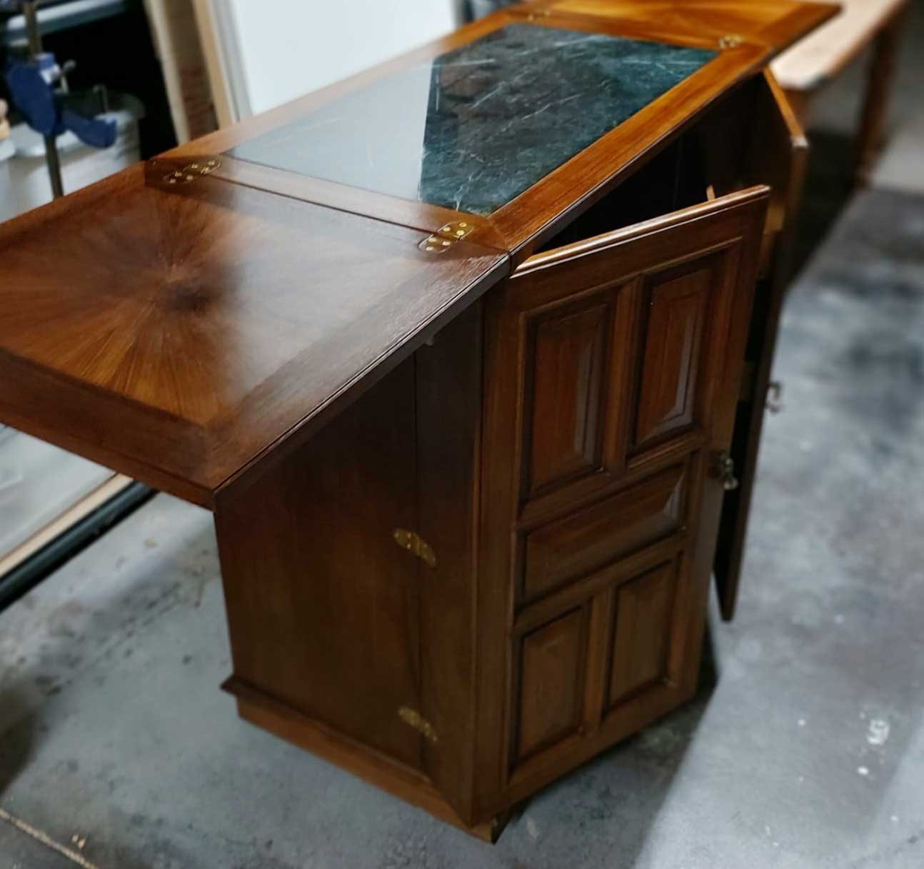 	
Restoration of Teak drinks cabinet. finished