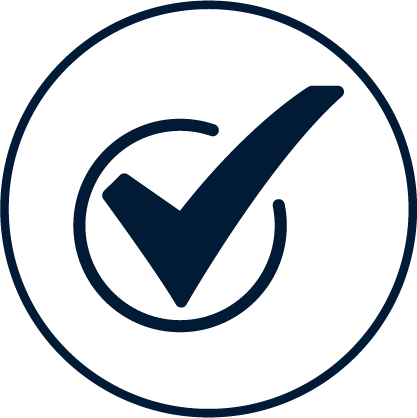 A checkmark inside a circle, representing approval or verification.