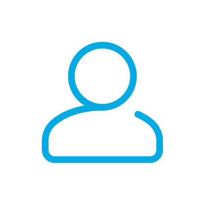 Icon of a user profile with a simplified silhouette of a person in blue.