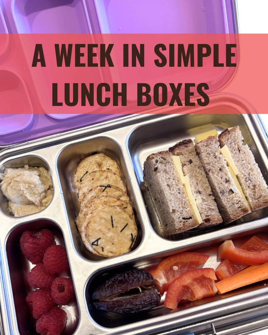A week in real lunch boxes + inspiration for the coming week. A reminder lunch boxes don&rsquo;t need to perfect, fancy or fully homemade. Focus on colour, and aim to include protein, calcium, and complex carbohydrates to help keep little bodies fuel