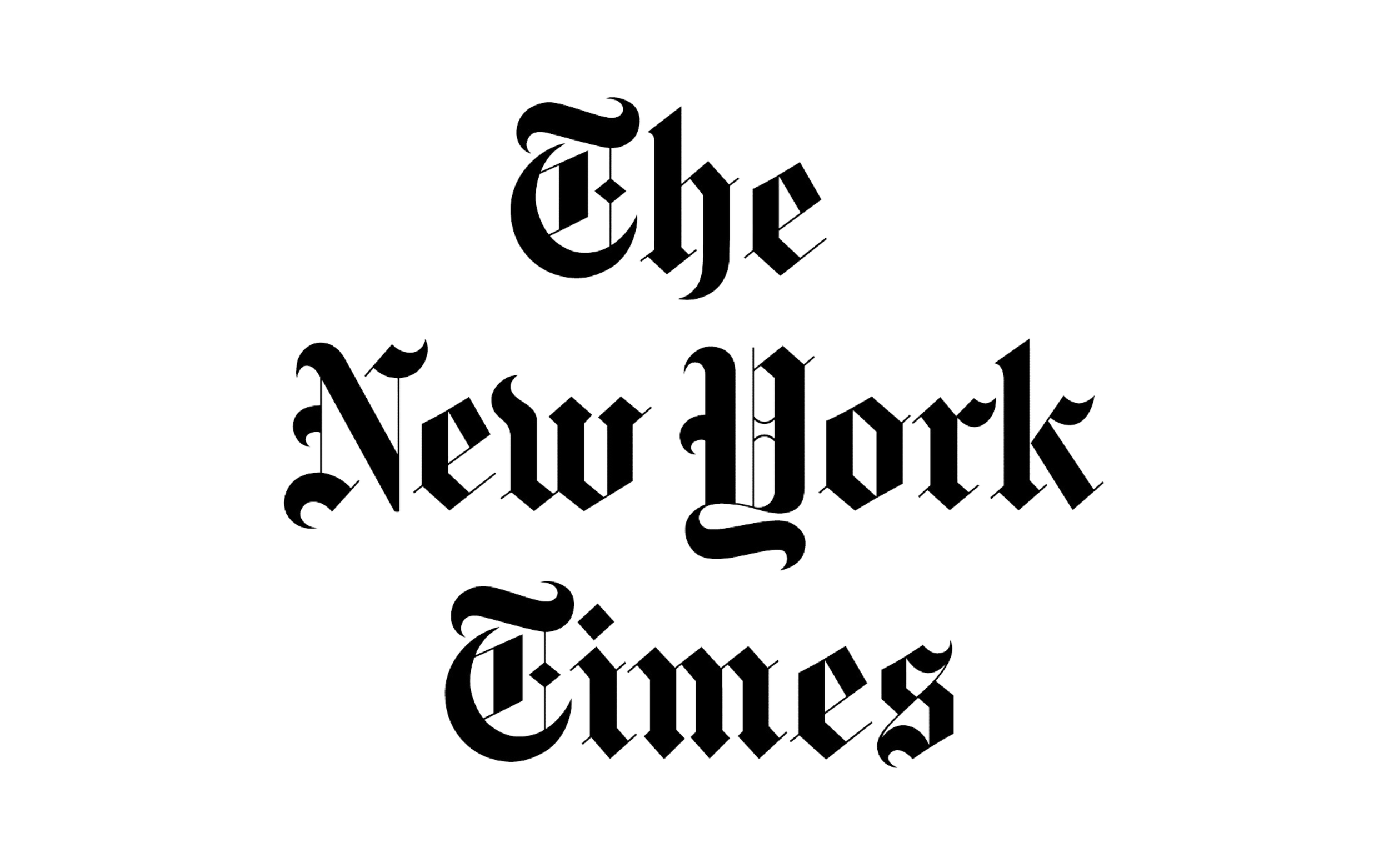 Stylized text reading "The New York Times" in an ornate, gothic font on a black background.