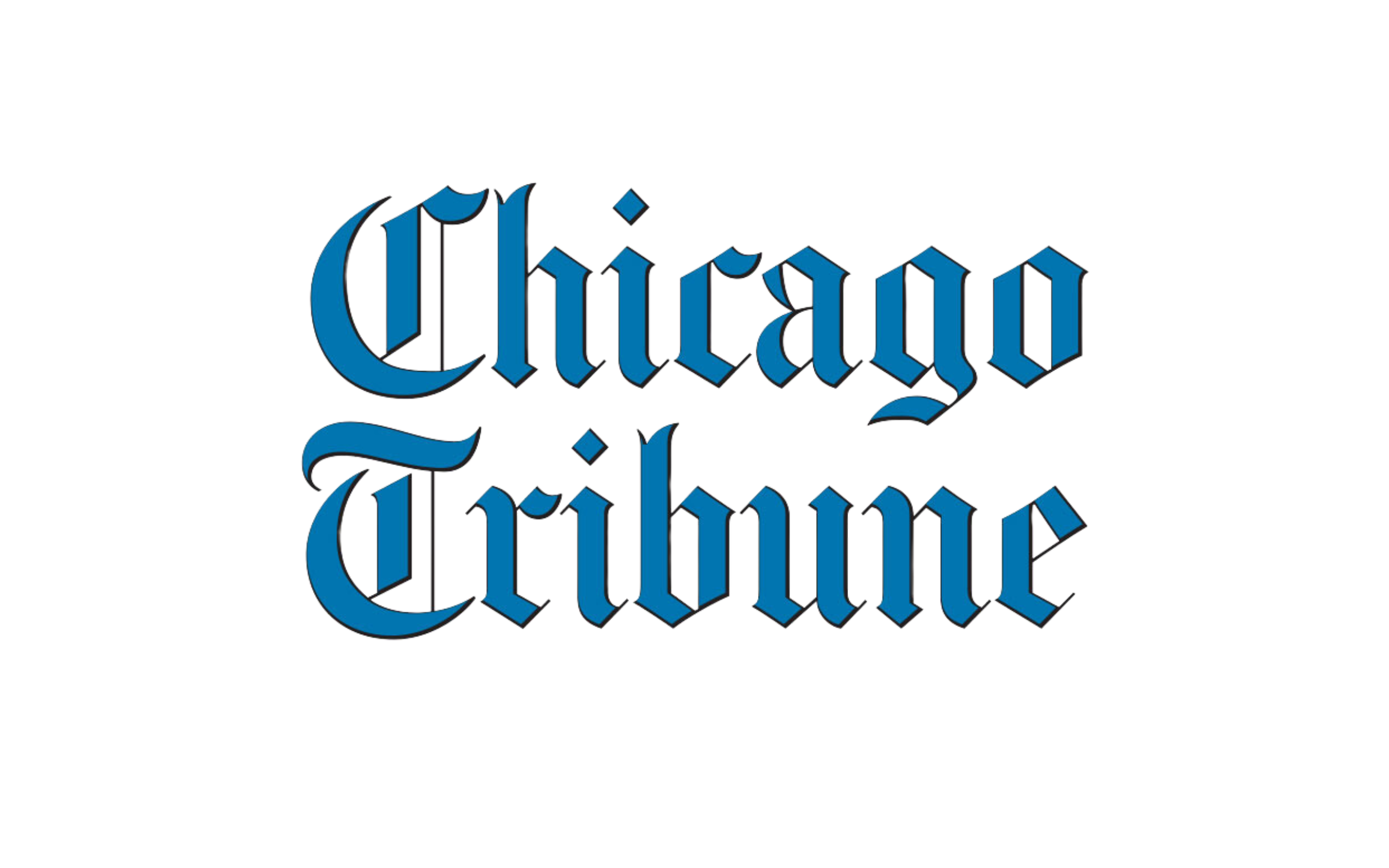 Logo of the Chicago Tribune with gothic-style blue lettering on a black background.