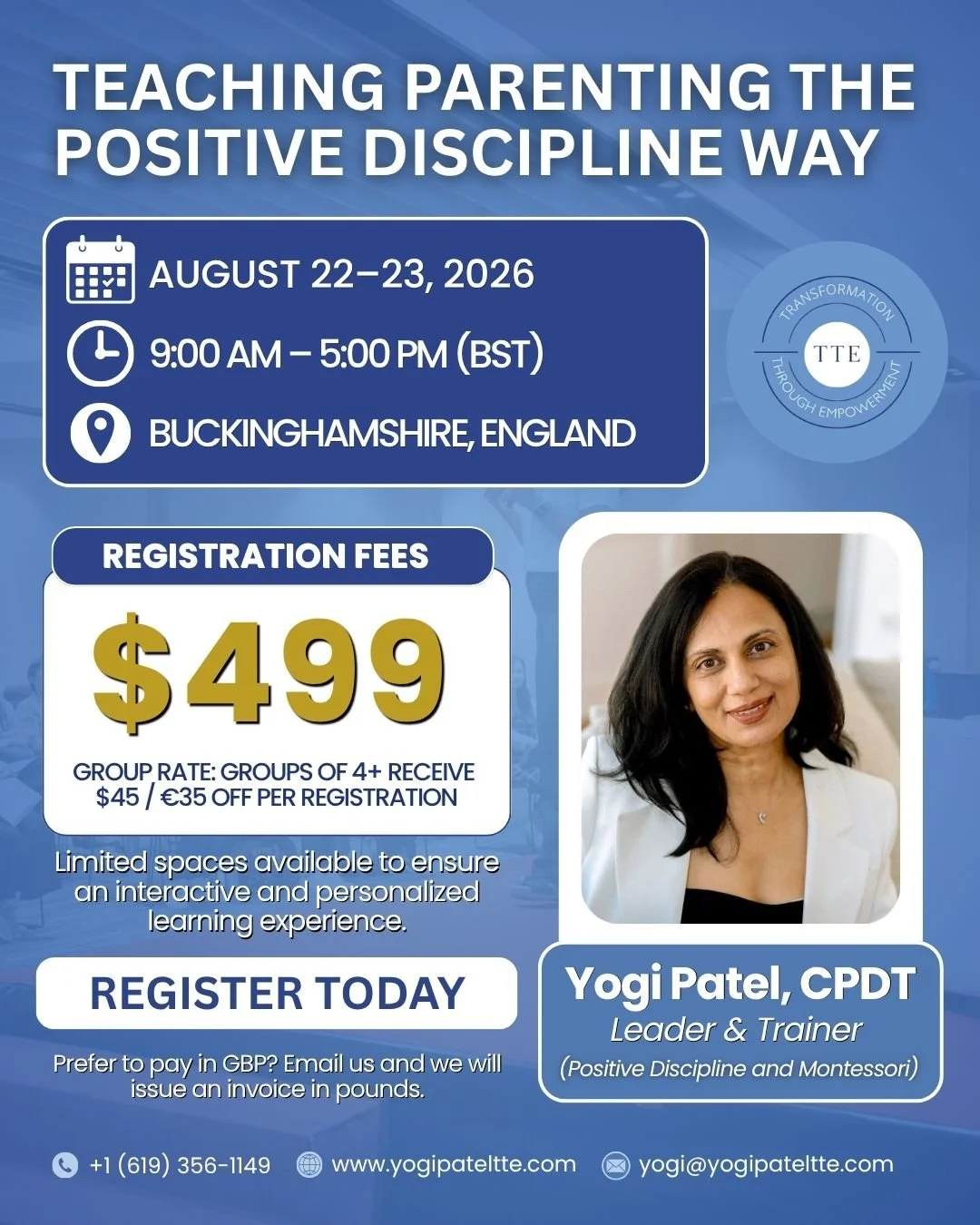Teaching Parenting the Positive Discipline Way Certification IN PERSON - UK