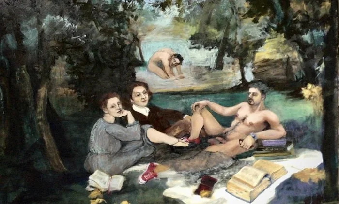 Lisa Dubitsky, 21st Century Book Club, Oil paint, 30" x 48" x 2"