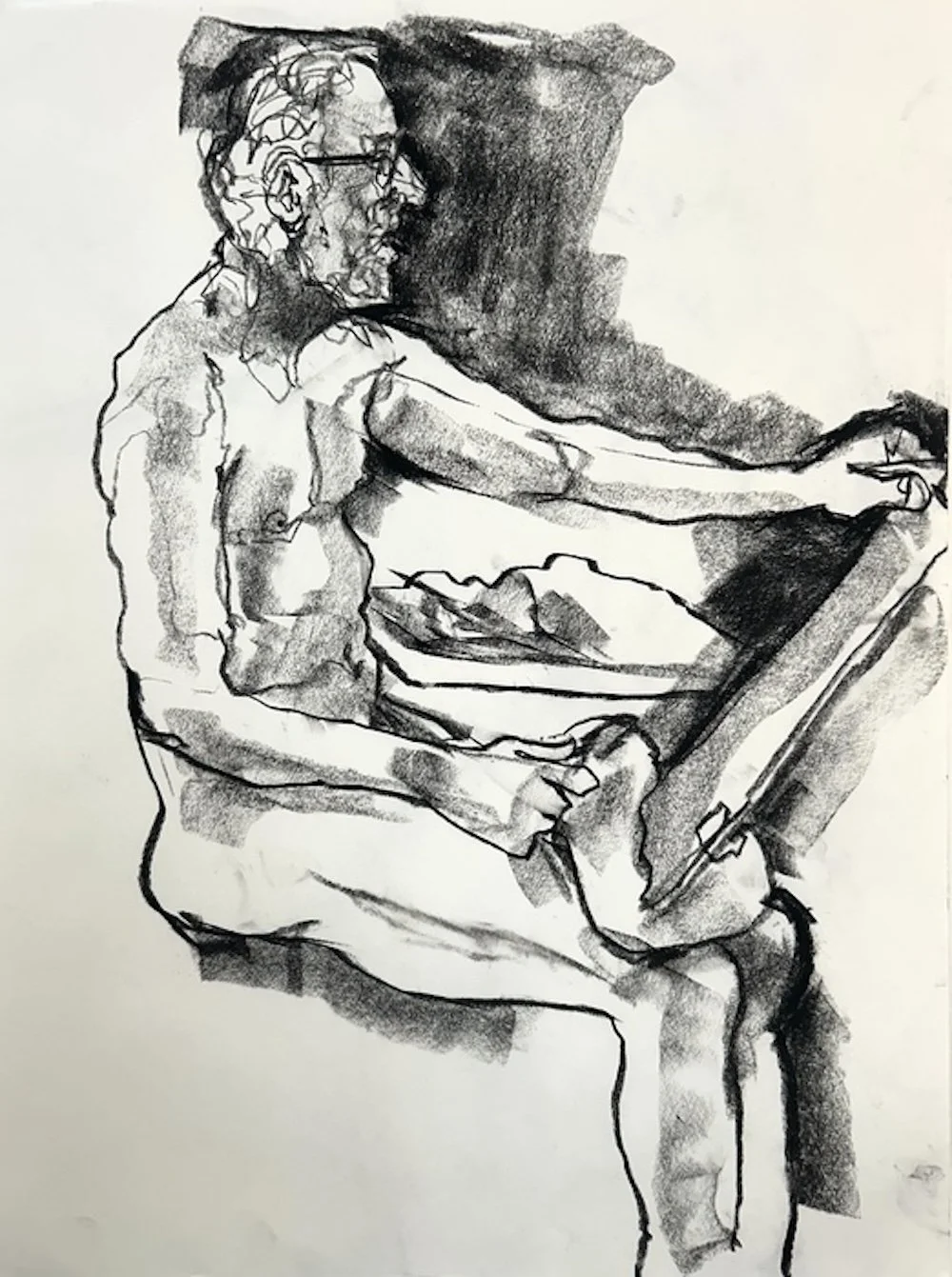 Benjamin Rosenberg, Unexplained Consequences, Charcoal and wash on paper, 24" x 18"