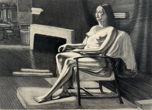 Jerry Svoboda, Naia, Charcoal on paper, 20" x 28"