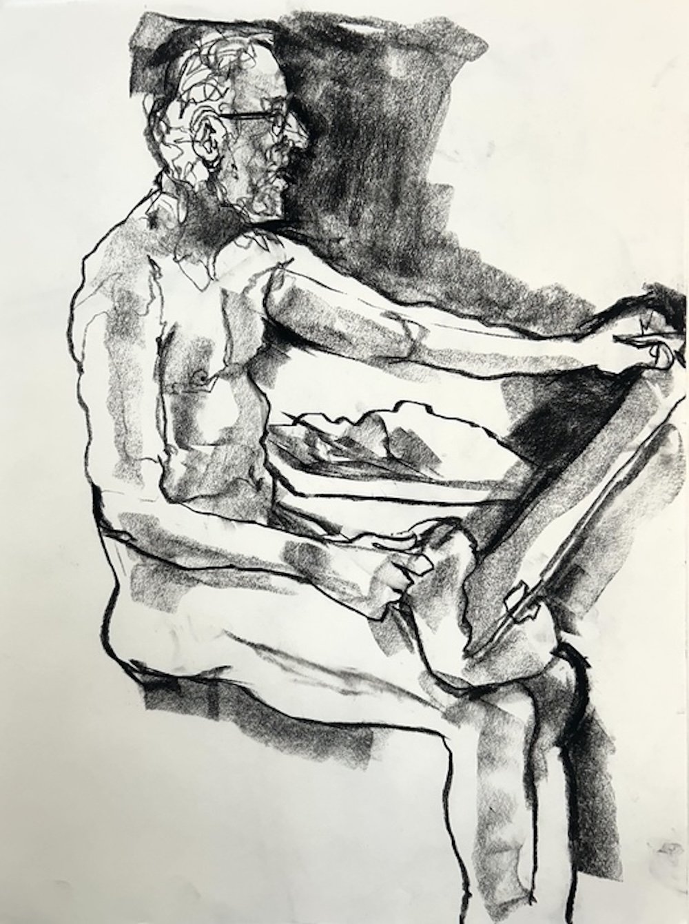 Benjamin Rosenberg, Unexplained Consequences, Charcoal and wash on paper, 24" x 18"  