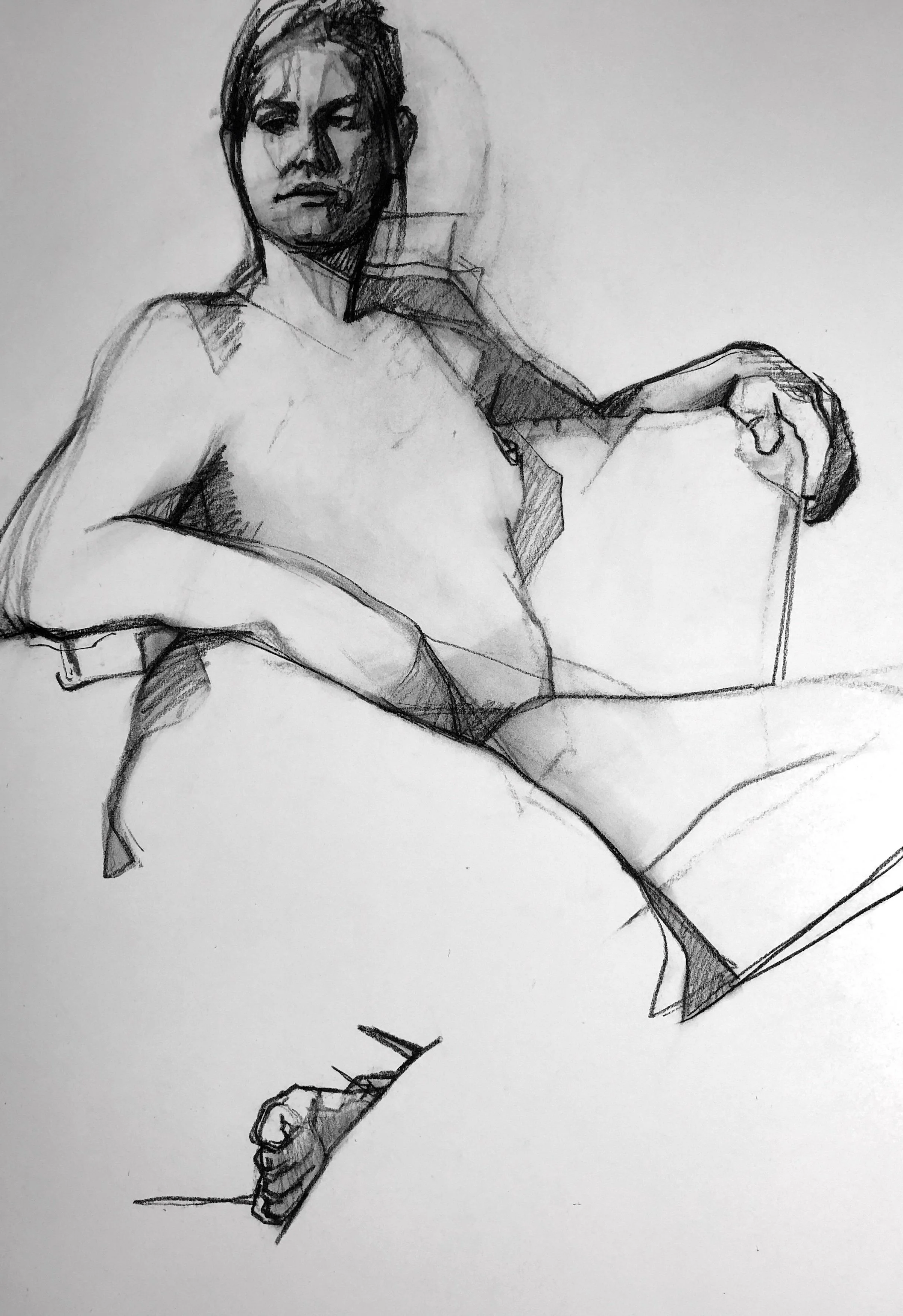 Selisa Rausch, Untitled (MM Open Ache), Charcoal on Arches paper, 28" x 19"