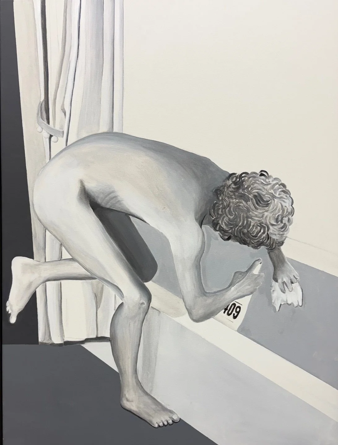 Phyllis Yes, Dusty Cleaning the Tub, Acrylic, 48" x 36"