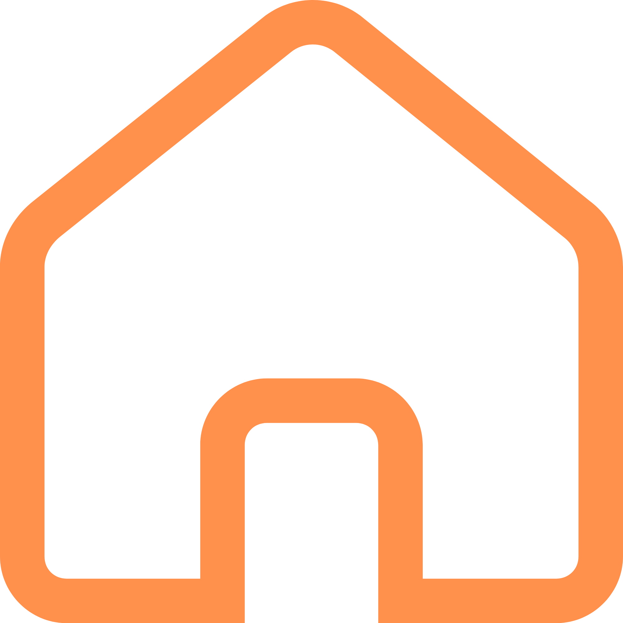 Orange and black logo with a stylized house and mountain design.