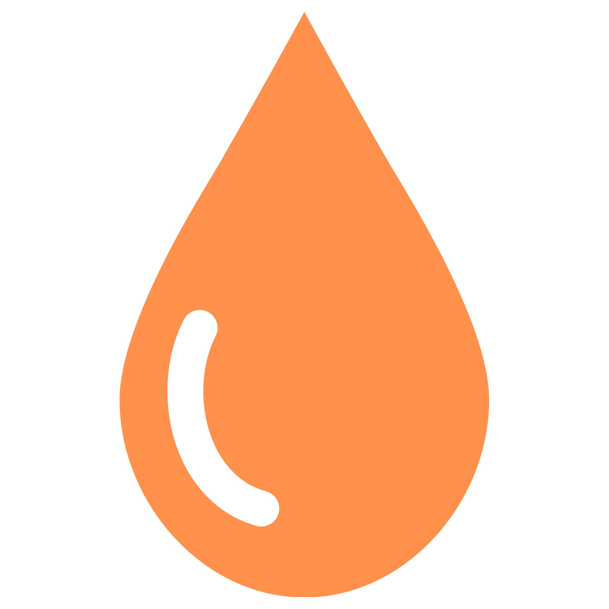 A black background with an orange teardrop shape in the center, surrounded by black. There is a stylized black letter 'A' inside the teardrop.