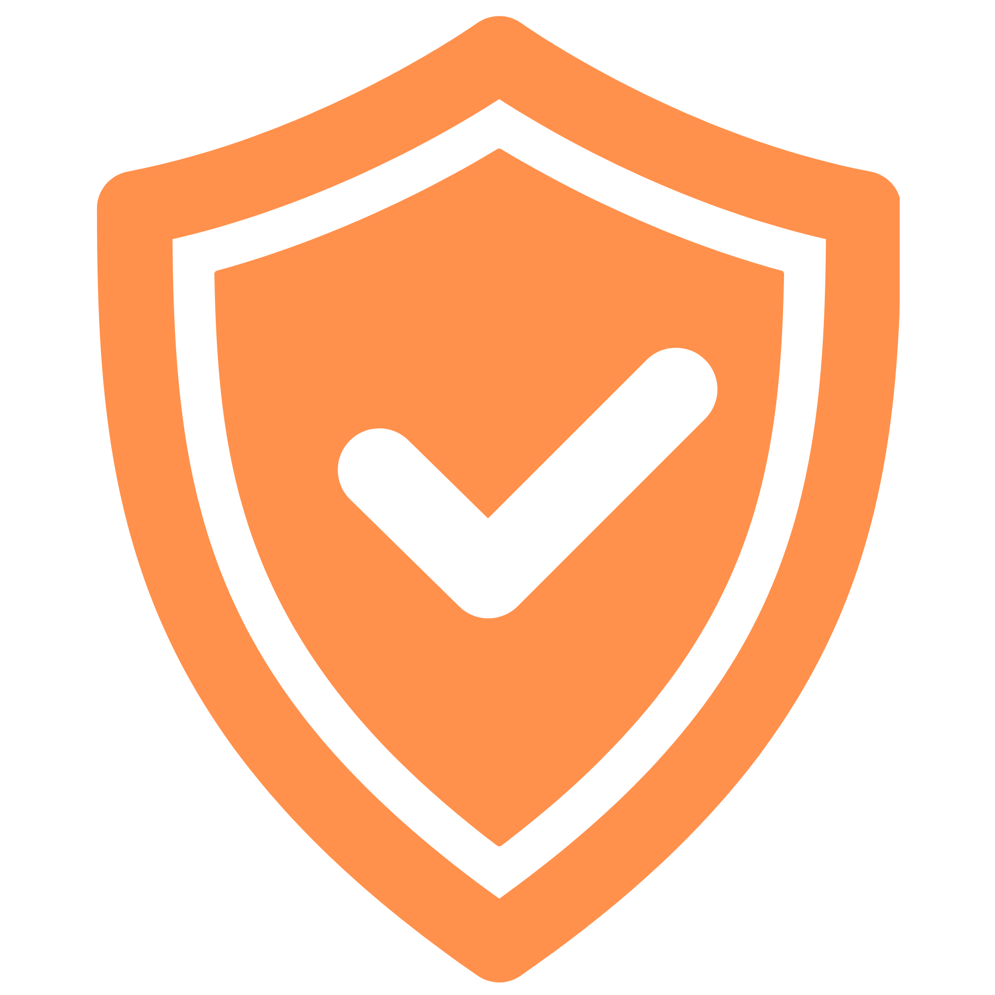 A stylized 3D cube with orange and black colors, featuring a check mark inside.
