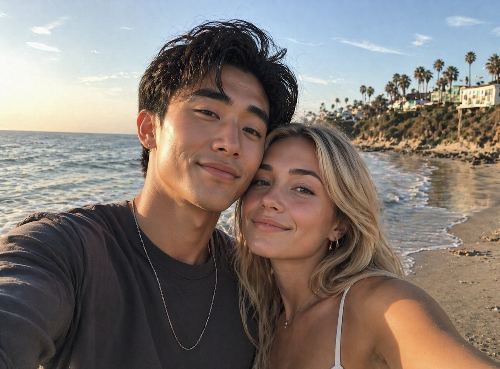 young couple at the beach in malibu