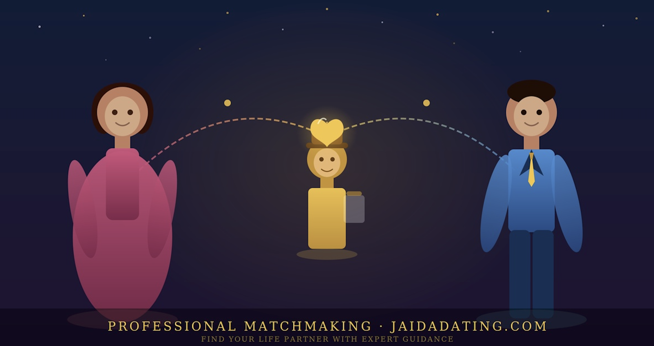 Professional matchmaker connecting two singles — JaidaDating.com matchmaking service