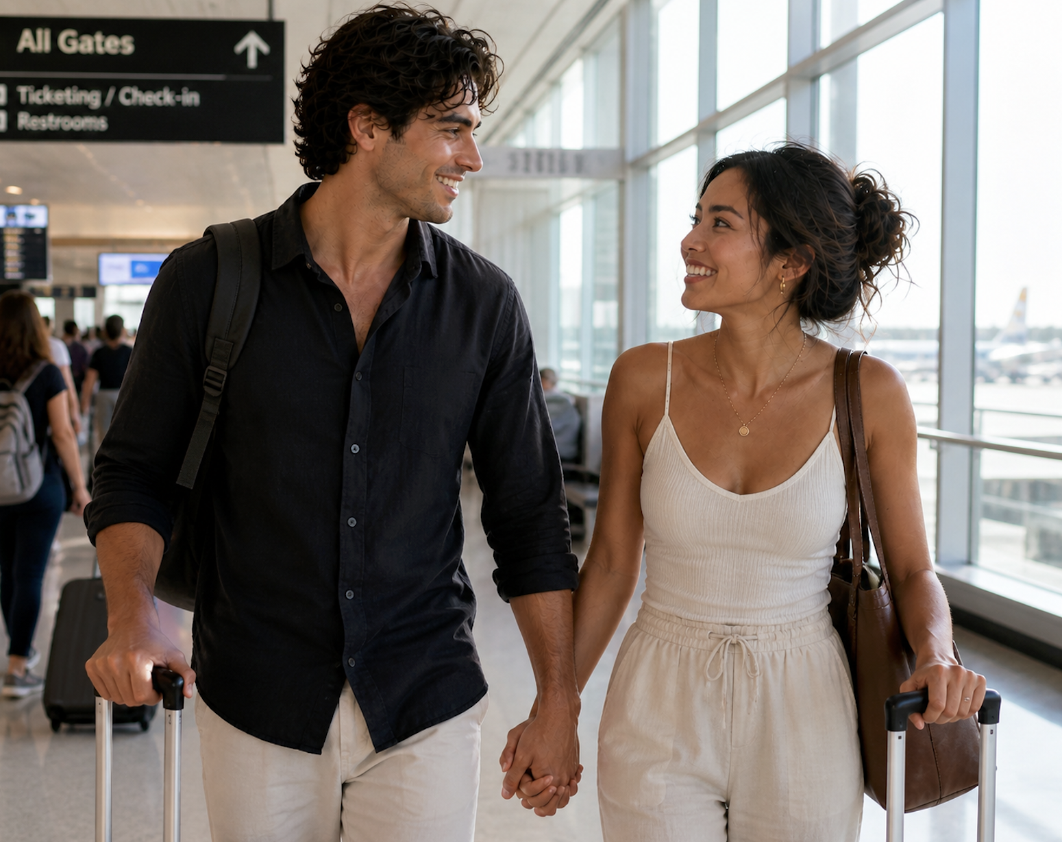 YOUNG COUPLE TRAVELING AND DATING