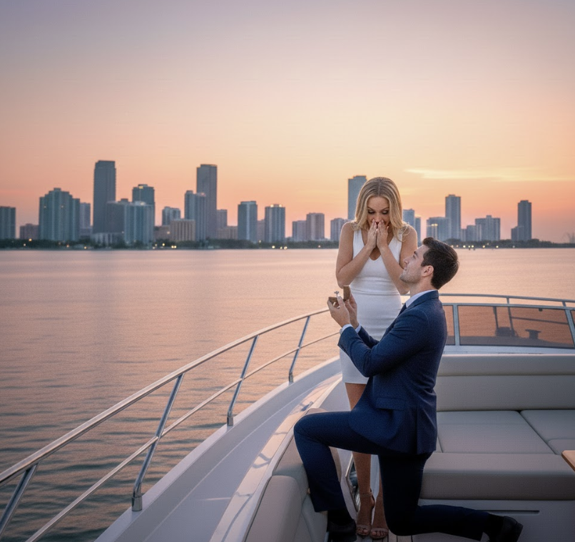 beautiful couple getting engaged in Miami