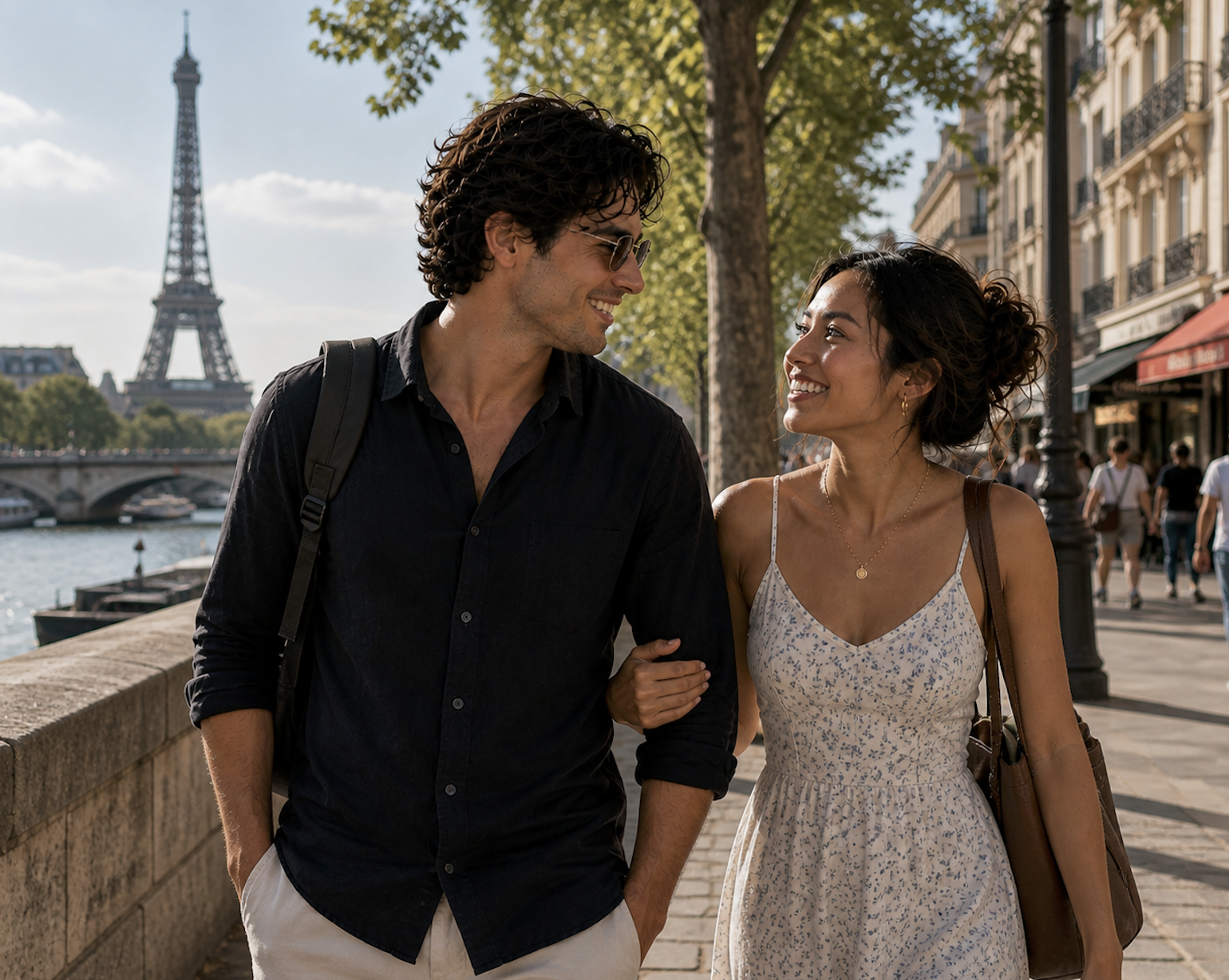 young couple dating in paris