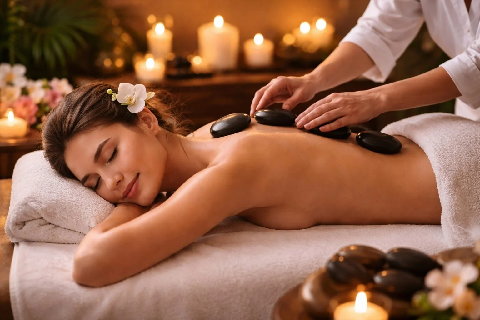 Deep Relaxation Massage With Hot Stone at a Professional Spa