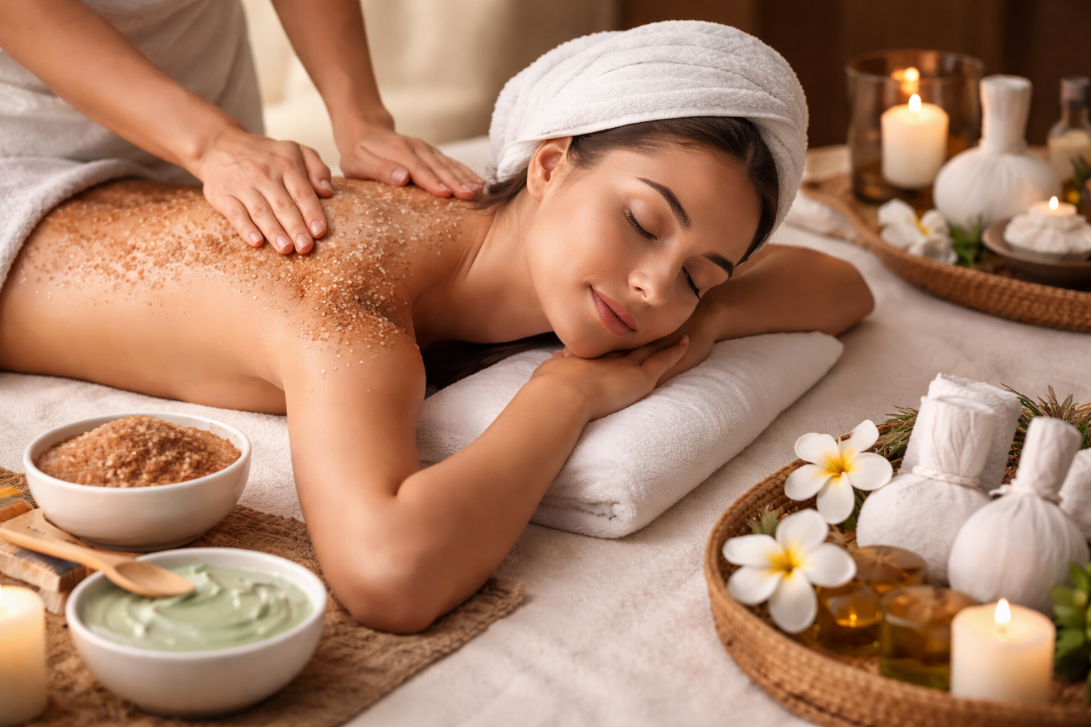 Body Treatment with Body Scrub and Mask as a Complete Ritual for Relaxation and Total Skin Care