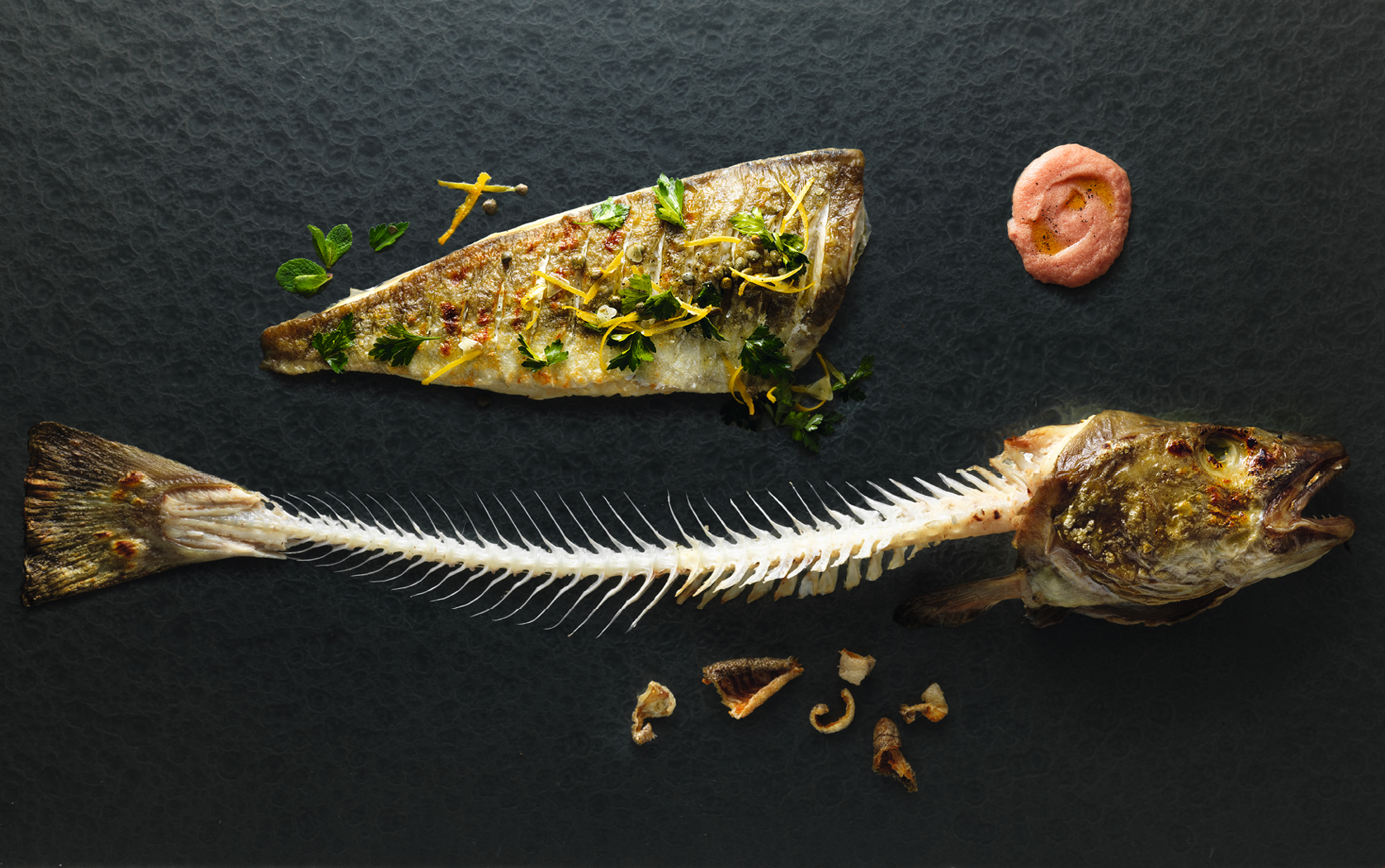 Great story on nose to tail eating and how you can use parts of an animal that would otherwise be thrown away. Scratchings, taramasalata (that looks a bit like an ear!), stocks and sauces. Photography Gareth Sambidge. Lovely styling by Seiko Hatfield