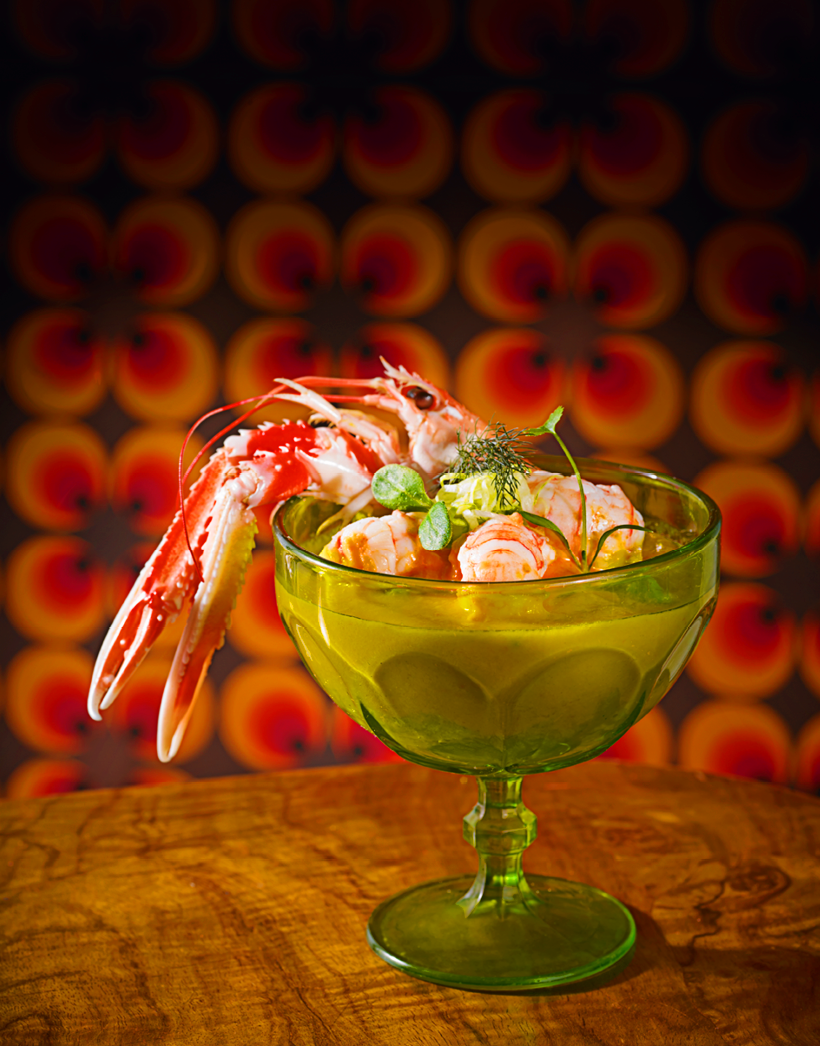 All hail the return of 70's food classics. The prawn cocktail! This one shot with fresh langoustine couriered down overnight from the best fish and chip shop in the world in Aberdeen. Bring on the retro props! Great fun shoot with Stephen Hayward. St