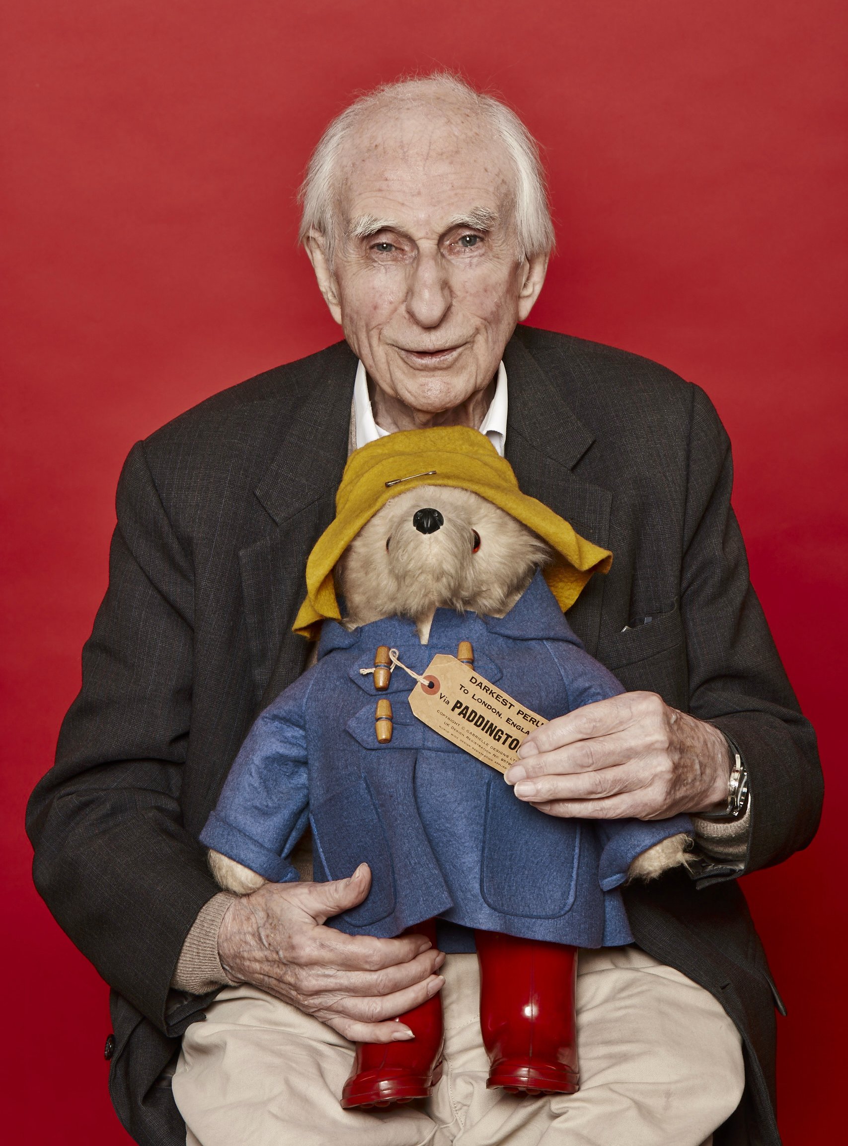 The late Michael Bond CBE, author of Paddington Bear. Shot at his lovely home in Little Italy, North-west London. Photography by Mark Harrison, Art Directed by me.
