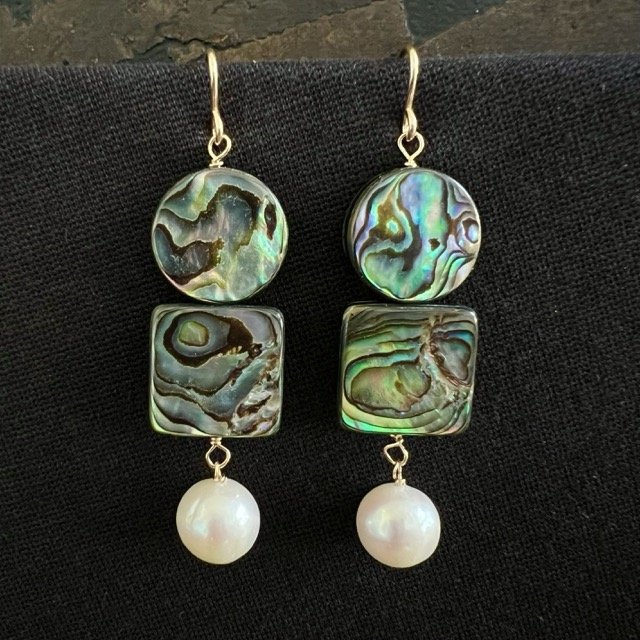 Abalone and Pearl Statement Earrings