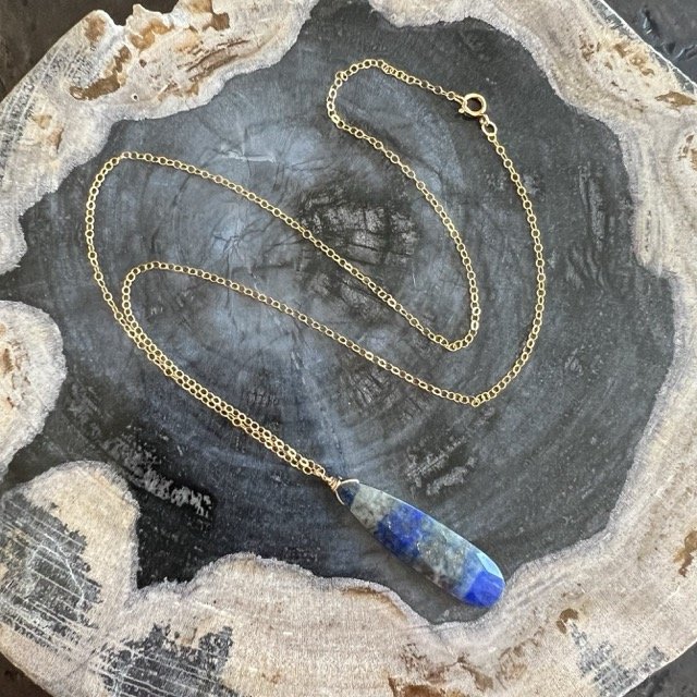Lapis Gold Mini Pendant Necklace