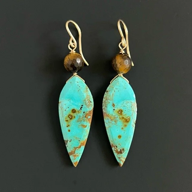 Sleeping Beauty Turquoise and Golden Tiger Eye Earrings