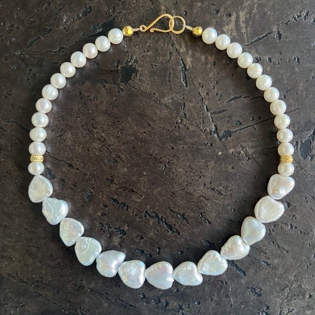 Heart-Shaped White Freshwater Pearl Statement Necklace
