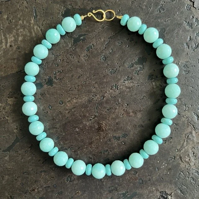 Sea Blue Jade and Turquoise Howlite Necklace