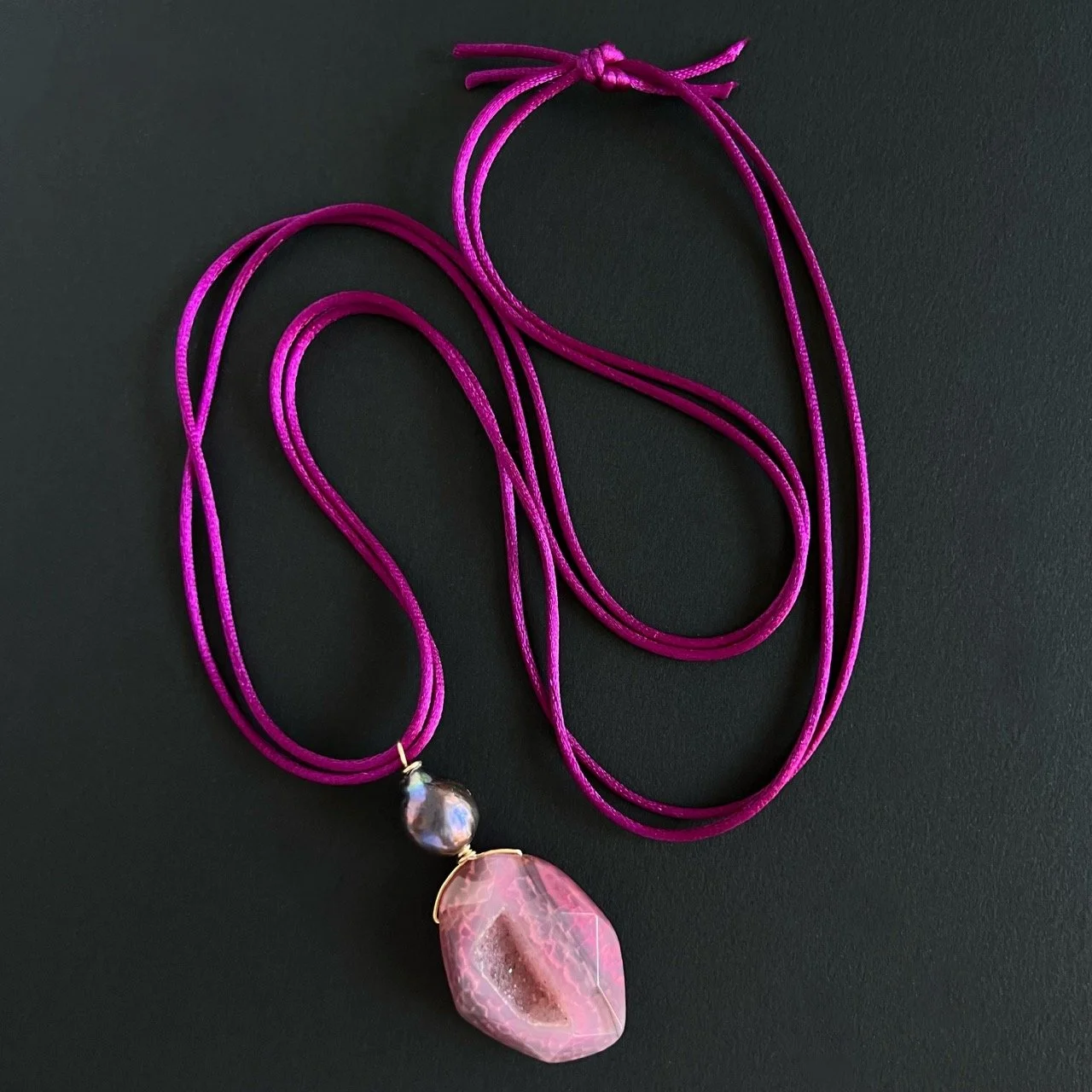 Plum Satin Pendant Necklace