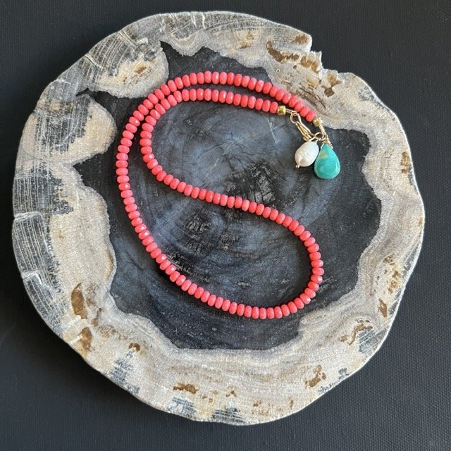 Coral Delicate Gemstone Necklace