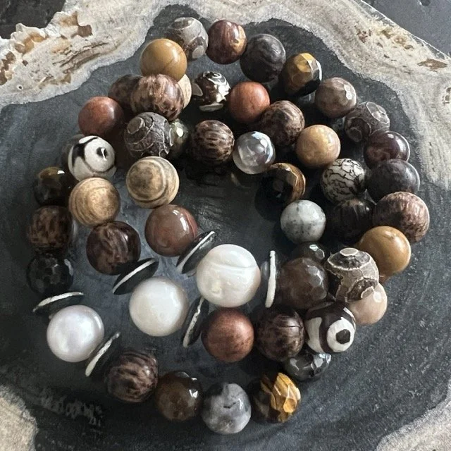 Gemstone Stretch Bracelets with Mixed Golden Brown Hues