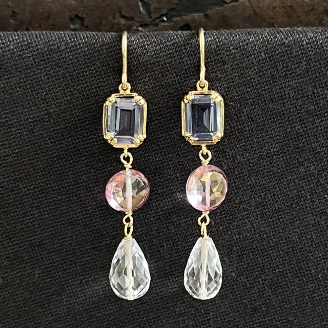 Lilac Quartz Linked Drop Earrings