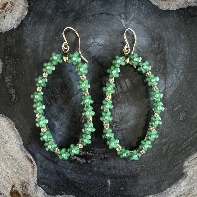 Green Wildflower Earrings
