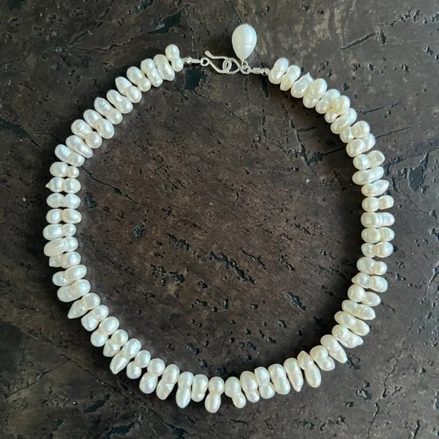 Top Drilled Freeform Pearl Collar Necklace