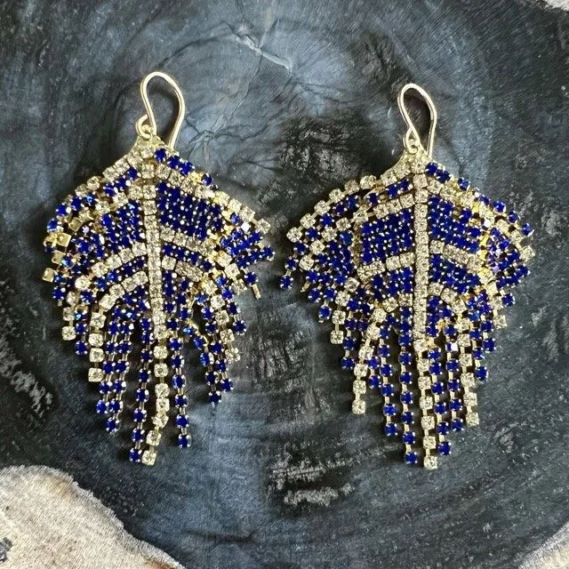 Blue Glam Fringe Earrings